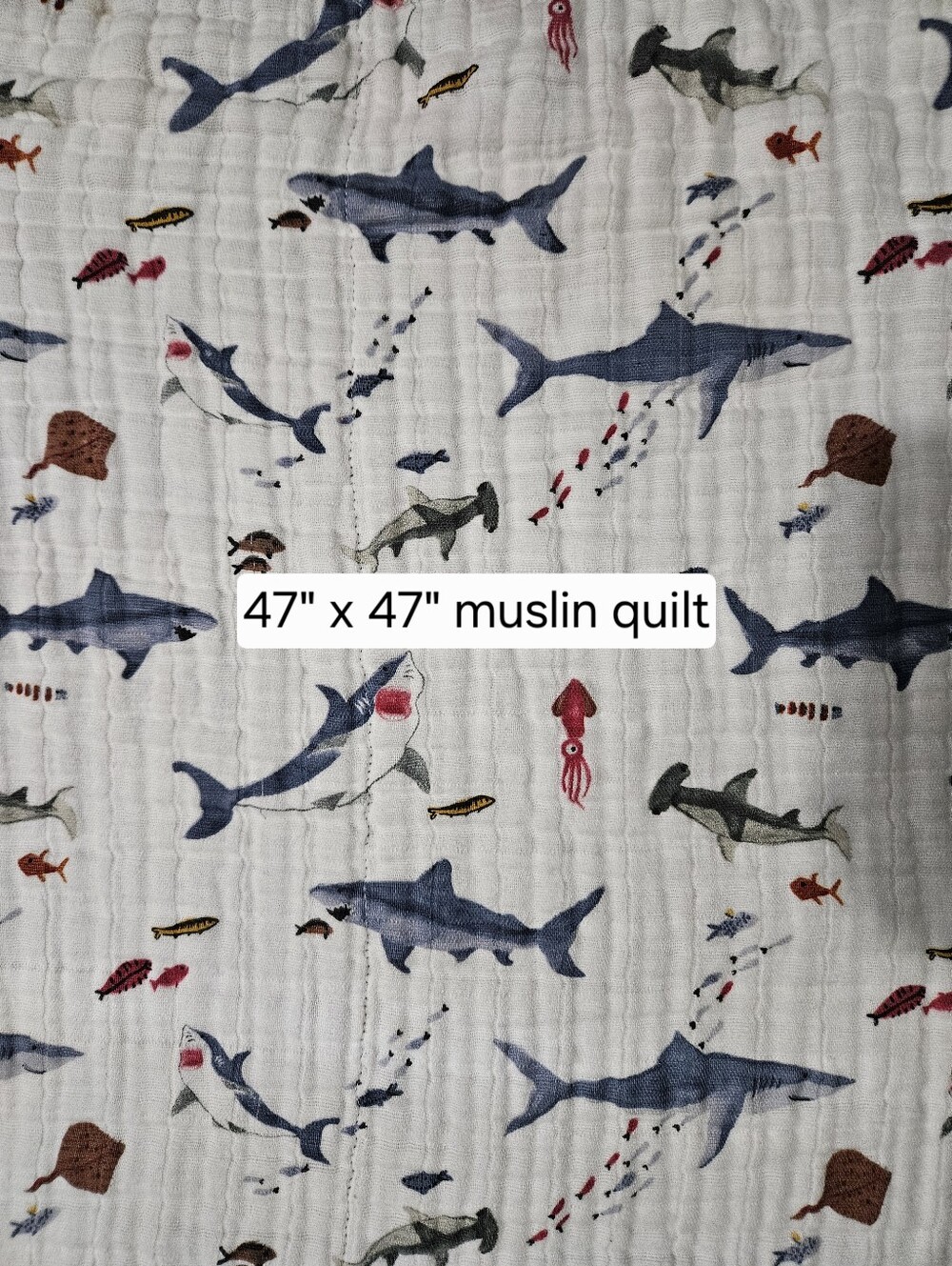 Little Unicorn Cotton Muslin Quilt in Shark Print